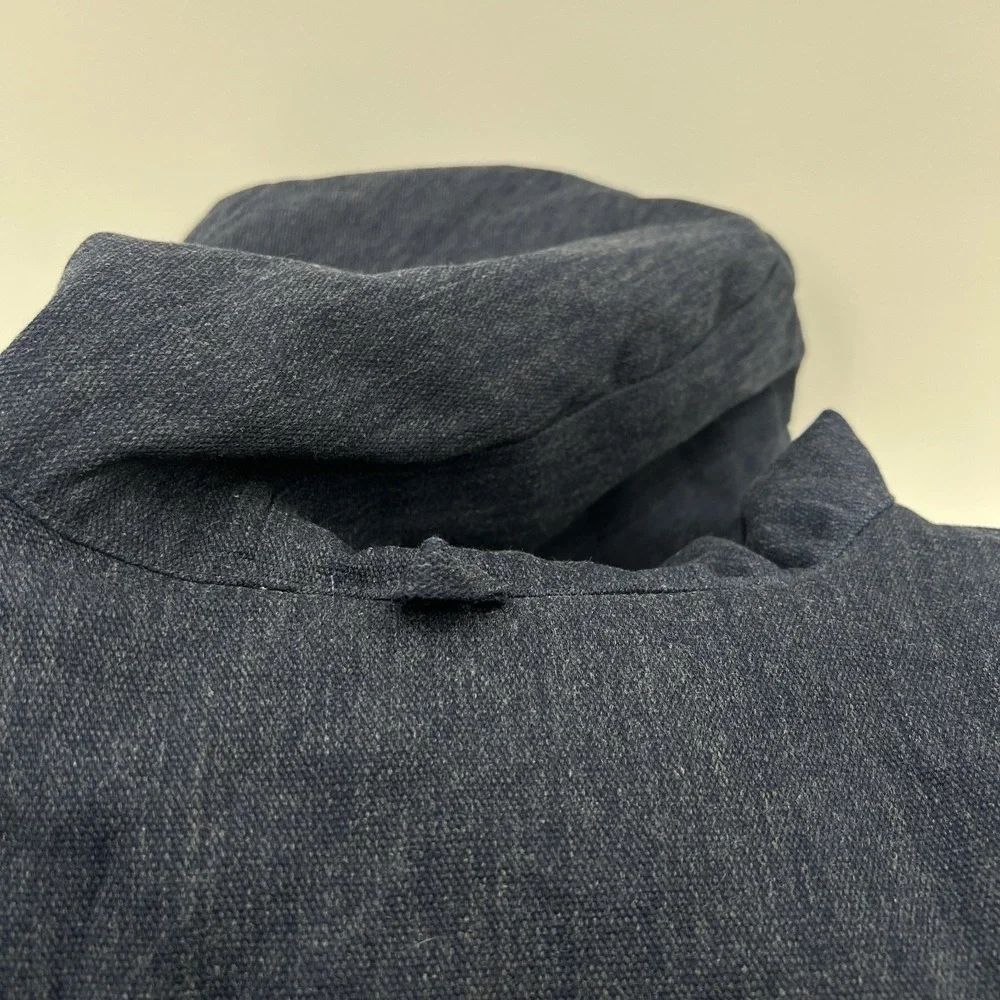 Walls Heavyweight Work Jacket Mens L Hooded Lined Quilted Pockets Navy Blue EUC